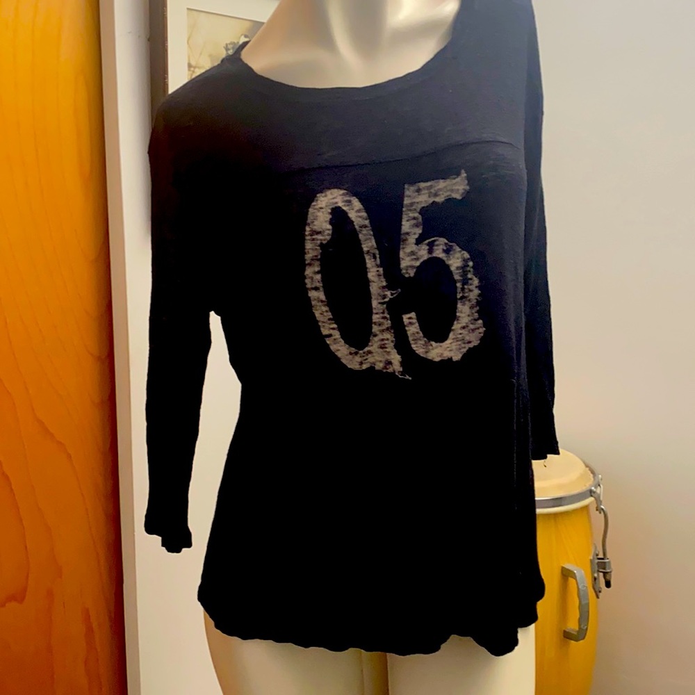 Black semi sheer rayon  wool tee by Nation